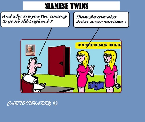 Cartoon: Stay at Home (medium) by cartoonharry tagged england,siamese,twins,car,drive