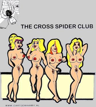 Cartoon: The Cross Spider Club (medium) by cartoonharry tagged cross,spider,girls,naked,women,web,club