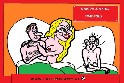 Cartoon: Timorous (medium) by cartoonharry tagged girl,sexy,courage,trio,cartoon,nymphs,nyths,emotion,cartoonist,cartoonharry,dutch,toonpool