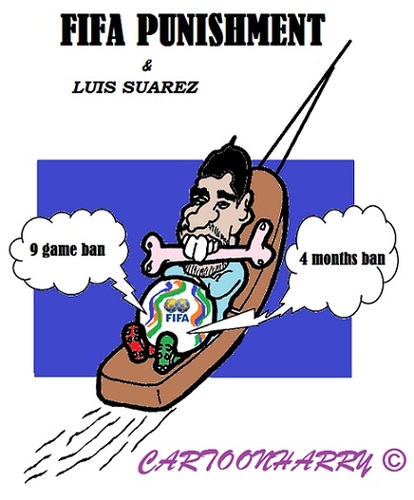 Cartoon: Transport Luis Suarez (medium) by cartoonharry tagged fifa,soccer,brasil,suarez,bite,transport,punishment,uruguay