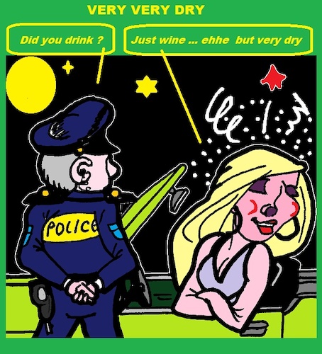 Cartoon: Very Dry (medium) by cartoonharry tagged wine,very,dry,police,car,cartoonharry