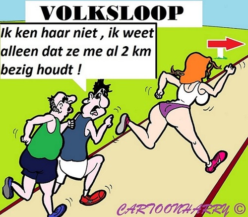 Cartoon: Volksloop (medium) by cartoonharry tagged joggen,volksloop,meisje,jongens,cartoon,cartoonist,cartoonharry,dutch,toonpool