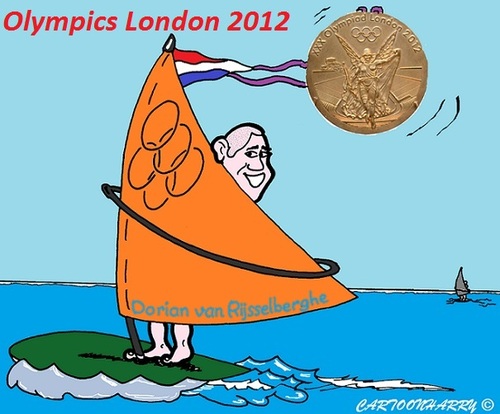 Cartoon: Windsurfing Gold (medium) by cartoonharry tagged dorian,dutch,windsurfen,windsurfing,olympics,london,cartoon,cartoonist,cartoonharry,toonpool