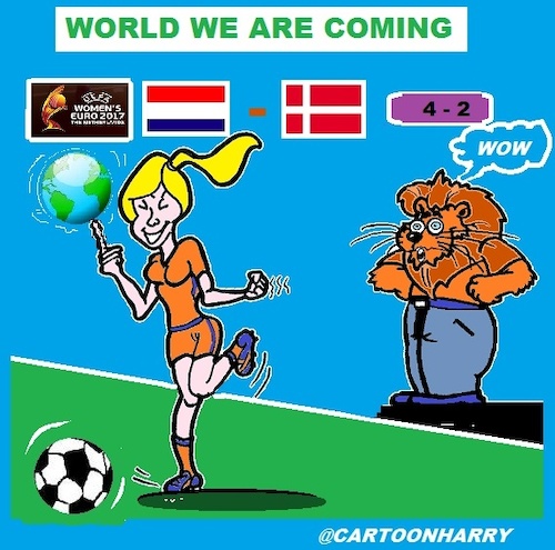 Cartoon: Wir kommen (medium) by cartoonharry tagged uefa,women,fussball,football,champion,meisterinnen,cartoonharry