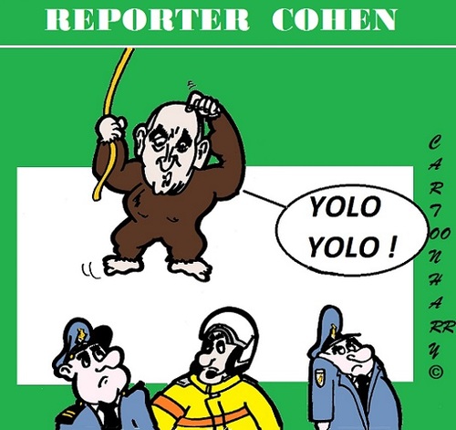 Cartoon: YOLO (medium) by cartoonharry tagged jobcohen,holland,cohen,ape,report,reporter,haren,police,mayor,mistakes,cartoons,cartoonists,cartoonharry,dutch,toonpool