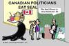 Cartoon: Canadians Eat Seal (small) by cartoonharry tagged seaal,cartoonharry,cartoon,canadian,politicians