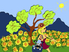 Cartoon: summer time ZEBRA (small) by Dekeyser tagged fanzine,zebra,summer,holidays,sunflowers,mountains,tree