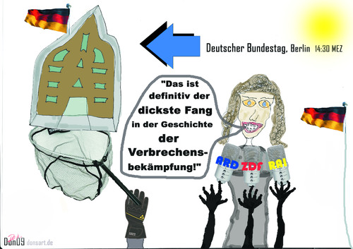 Cartoon: Die Räuber (medium) by Vanessa tagged räuber,politik,bundestag,parlament,berlin,verbrechen,angler,dicker,fisch