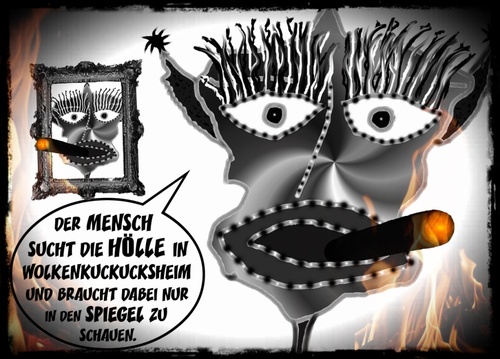 Cartoon: Hölle (medium) by Vanessa tagged hölle,natur,mensch,evolution,erde,plane,zerstörung,krieg,ausbeutung,resourcen