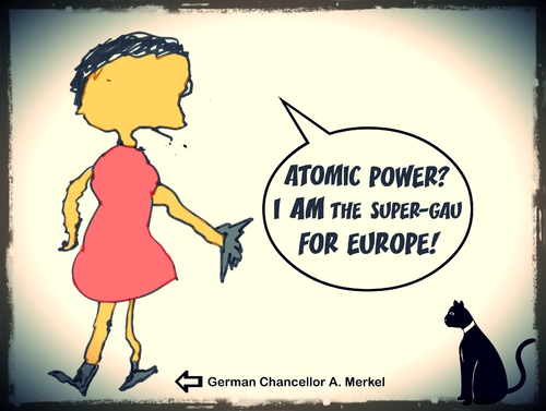 Cartoon: SUPER-GAU (medium) by Vanessa tagged merkel,europe,politics,germany