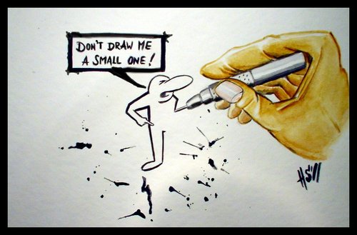 Cartoon: Dont draw me a small one (medium) by joschoo tagged interaction,painting,drawing,small