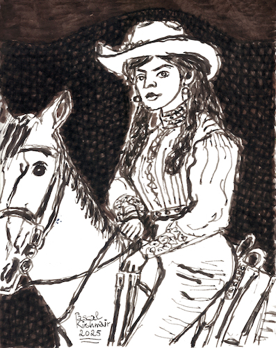 Cowgirl (medium) Cartoon: Cowgirl (medium) by Pascal Kirchmair tagged cowgirl,wrangler,vaquera,actors,studio,lee,strasberg,james,dean,east,of,eden,indiana,manhattan,new,york,upper,side,academy,awards,oscar,oscars,author,autor,autore,auteur,filmmaker,artist,art,hollywood,illustration,drawing,zeichnung,pascal,kirchmair,cartoon,caricature,karikatur,ilustracion,dibujo,desenho,ink,disegno,ilustracao,illustrazione,illustratie,dessin,de,presse,du,jour,the,day,tekening,teckning,cartum,vineta,comica,vignetta,caricatura,portrait,porträt,portret,retrato,ritratto,actor,acting,schauspieler,rebell,rebel,without,cause,clue,giant,arte,kunst,artwork,sexy,sensual,sensuel,waddy,gouache,far,west,wild,wilder,westen,western,horse,pferd,caballo,cavallo,cheval,cavalo,sepia,burnt,sienna,herdswoman,girl,woman,frau,painting,pintura,peinture,malerei,cuadro,quadro,black,cowgirl,wrangler,vaquera,actors,studio,lee,strasberg,james,dean,east,of,eden,indiana,manhattan,new,york,upper,side,academy,awards,oscar,oscars,author,autor,autore,auteur,filmmaker,artist,art,hollywood,illustration,drawing,zeichnung,pascal,kirchmair,cartoon,caricature,karikatur,ilustracion,dibujo,desenho,ink,disegno,ilustracao,illustrazione,illustratie,dessin,de,presse,du,jour,the,day,tekening,teckning,cartum,vineta,comica,vignetta,caricatura,portrait,porträt,portret,retrato,ritratto,actor,acting,schauspieler,rebell,rebel,without,cause,clue,giant,arte,kunst,artwork,sexy,sensual,sensuel,waddy,gouache,far,west,wild,wilder,westen,western,horse,pferd,caballo,cavallo,cheval,cavalo,sepia,burnt,sienna,herdswoman,girl,woman,frau,painting,pintura,peinture,malerei,cuadro,quadro,black