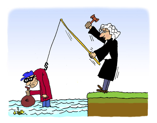 Cartoon: Crime and Punishment (medium) by Pascal Kirchmair tagged strafe,justizvollzug,crime,criminel,punition,juge,judge