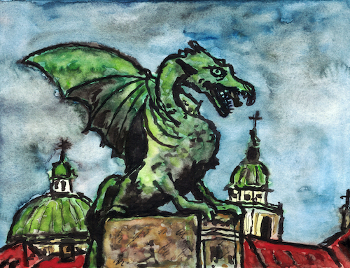 Cartoon: Drache von Laibach (medium) by Pascal Kirchmair tagged ljubljana,laibach,lubiana,hauptstadt,slowenien,dragon,drache,arte,artwork,kunst,aquarell,painting,bild,watercolor,watercolour,wild,flowers,cuadro,quadro,picture,peinture,dipinto,pittura,pintura,art,illustration,drawing,zeichnung,pascal,kirchmair,ilustracion,dibujo,desenho,ink,disegno,ilustracao,illustrazione,illustratie,dessin,de,presse,du,jour,of,the,day,tekening,teckning,slovenia,slovenie,ljubljana,laibach,lubiana,hauptstadt,slowenien,dragon,drache,arte,artwork,kunst,aquarell,painting,bild,watercolor,watercolour,wild,flowers,cuadro,quadro,picture,peinture,dipinto,pittura,pintura,art,illustration,drawing,zeichnung,pascal,kirchmair,ilustracion,dibujo,desenho,ink,disegno,ilustracao,illustrazione,illustratie,dessin,de,presse,du,jour,of,the,day,tekening,teckning,slovenia,slovenie