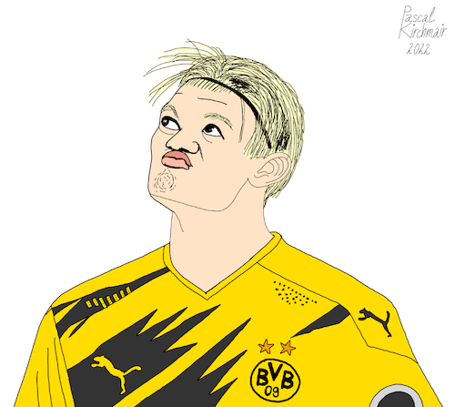 Cartoon: Erling Haaland (medium) by Pascal Kirchmair tagged erling,braut,haaland,borussia,dortmund,bvb,borussen,art,arte,kunst,sport,sports,deporte,foot,soccer,fußball,football,futbol,futebol,artist,hollywood,illustration,drawing,zeichnung,pascal,kirchmair,cartoon,caricature,karikatur,ilustracion,dibujo,desenho,ink,disegno,ilustracao,illustrazione,illustratie,dessin,de,presse,du,jour,of,the,day,tekening,teckning,cartum,vineta,comica,vignetta,caricatura,portrait,porträt,portret,retrato,ritratto,norway,norvege,norwegen,erling,braut,haaland,borussia,dortmund,bvb,borussen,art,arte,kunst,sport,sports,deporte,foot,soccer,fußball,football,futbol,futebol,artist,hollywood,illustration,drawing,zeichnung,pascal,kirchmair,cartoon,caricature,karikatur,ilustracion,dibujo,desenho,ink,disegno,ilustracao,illustrazione,illustratie,dessin,de,presse,du,jour,of,the,day,tekening,teckning,cartum,vineta,comica,vignetta,caricatura,portrait,porträt,portret,retrato,ritratto,norway,norvege,norwegen