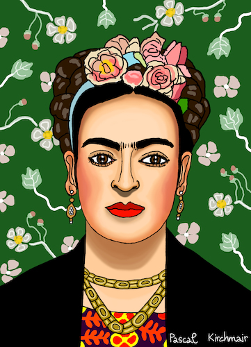 Cartoon: Frida Kahlo (medium) by Pascal Kirchmair tagged frida,kahlo,mexiko,künstlerin,woman,painter,peintre,pittrice,pintora,malerin,mexico,portrait,retrato,ritratto,cartoon,caricature,karikatur,vignetta,artist,artista,frida,kahlo,mexiko,künstlerin,woman,painter,peintre,pittrice,pintora,malerin,mexico,portrait,retrato,ritratto,cartoon,caricature,karikatur,vignetta,artist,artista