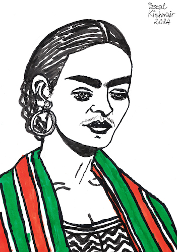 Cartoon: Frida Kahlo (medium) by Pascal Kirchmair tagged mexico,porträt,arte,gouache,aztekin,aztec,coyoacan,frida,kahlo,illustration,ink,drawing,zeichnung,pascal,kirchmair,political,cartoon,caricature,karikatur,ilustracion,dibujo,desenho,disegno,ilustracao,illustrazione,illustratie,dessin,de,presse,du,jour,art,of,the,day,tekening,teckning,cartum,vineta,comica,vignetta,caricatura,portrait,retrato,ritratto,portret,kunst,künstler,artist,artista,mexiko,painting,peinture,dipinto,pittura,pintura,cuadro,quadro,azteken,aztecs,malerei,artwork,mexico,porträt,arte,gouache,aztekin,aztec,coyoacan,frida,kahlo,illustration,ink,drawing,zeichnung,pascal,kirchmair,political,cartoon,caricature,karikatur,ilustracion,dibujo,desenho,disegno,ilustracao,illustrazione,illustratie,dessin,de,presse,du,jour,art,of,the,day,tekening,teckning,cartum,vineta,comica,vignetta,caricatura,portrait,retrato,ritratto,portret,kunst,künstler,artist,artista,mexiko,painting,peinture,dipinto,pittura,pintura,cuadro,quadro,azteken,aztecs,malerei,artwork