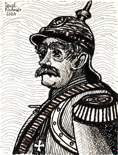 Cartoon: Otto von Bismarck (medium) by Pascal Kirchmair tagged pickelhaube,spitzhelm,politiker,politician,bundeskanzler,otto,von,bismarck,kanzler,reichskanzler,deutsches,reich,kaiserreich,langer,an,den,enden,nach,unten,gebogener,schnauzbart,struppig,walrossbart,bigote,mustache,schnurrbart,mostacho,baffo,baffi,baffetti,deutschland,germany,art,arte,kunst,cuadro,quadro,bild,picture,artist,artiste,artista,künstler,illustration,ink,drawing,zeichnung,pascal,kirchmair,cartoon,caricature,karikatur,ilustracion,dibujo,desenho,brush,disegno,ilustracao,illustrazione,illustratie,dessin,de,presse,du,jour,tekening,teckning,cartum,vineta,comica,vignetta,caricatura,portrait,porträt,portret,retrato,ritratto,tusche,tuschezeichnung,artwork,pickelhaube,spitzhelm,politiker,politician,bundeskanzler,otto,von,bismarck,kanzler,reichskanzler,deutsches,reich,kaiserreich,langer,an,den,enden,nach,unten,gebogener,schnauzbart,struppig,walrossbart,bigote,mustache,schnurrbart,mostacho,baffo,baffi,baffetti,deutschland,germany,art,arte,kunst,cuadro,quadro,bild,picture,artist,artiste,artista,künstler,illustration,ink,drawing,zeichnung,pascal,kirchmair,cartoon,caricature,karikatur,ilustracion,dibujo,desenho,brush,disegno,ilustracao,illustrazione,illustratie,dessin,de,presse,du,jour,tekening,teckning,cartum,vineta,comica,vignetta,caricatura,portrait,porträt,portret,retrato,ritratto,tusche,tuschezeichnung,artwork