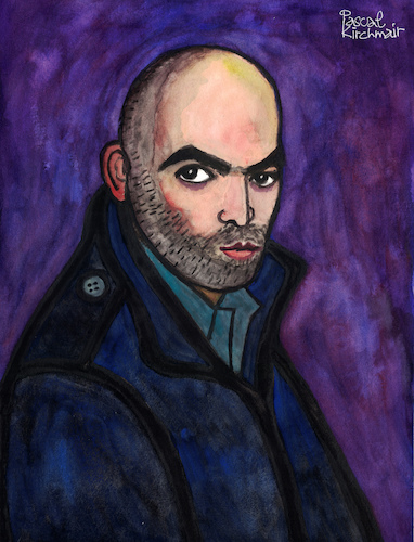 Cartoon: Roberto Saviano (medium) by Pascal Kirchmair tagged roberto,saviano,contro,la,mafia,mafiajäger,osservatorio,sulla,camorra,illegalita,gomorra,gomorrha,neapel,napoli,naples,napoles,crime,syndicate,journalist,italy,italian,drogen,droga,droghe,drogas,narco,narcos,cartel,war,on,drugs,drogenhändler,kriminalität,porträt,dibuix,illustration,drawing,zeichnung,pascal,kirchmair,cartoon,caricature,karikatur,ilustracion,dibujo,desenho,ink,disegno,ilustracao,illustrazione,illustratie,dessin,de,presse,du,jour,art,of,the,day,tekening,teckning,cartum,vineta,comica,vignetta,caricatura,portrait,retrato,ritratto,portret,terror,trafico,drogenkrieg,krieg,justice,justiz,verbrechen,drug,lord,kokain,cocaine,bamba,coca,cocaina,roberto,saviano,contro,la,mafia,mafiajäger,osservatorio,sulla,camorra,illegalita,gomorra,gomorrha,neapel,napoli,naples,napoles,crime,syndicate,journalist,italy,italian,drogen,droga,droghe,drogas,narco,narcos,cartel,war,on,drugs,drogenhändler,kriminalität,porträt,dibuix,illustration,drawing,zeichnung,pascal,kirchmair,cartoon,caricature,karikatur,ilustracion,dibujo,desenho,ink,disegno,ilustracao,illustrazione,illustratie,dessin,de,presse,du,jour,art,of,the,day,tekening,teckning,cartum,vineta,comica,vignetta,caricatura,portrait,retrato,ritratto,portret,terror,trafico,drogenkrieg,krieg,justice,justiz,verbrechen,drug,lord,kokain,cocaine,bamba,coca,cocaina