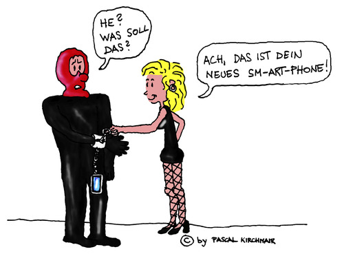 Cartoon: Sm-Art (medium) by Pascal Kirchmair tagged drawing,disegno,dessin,cartoon,humour,humor,dominatrix,esclavo,schiavo,esclave,maitresse,sklave,slave,phone,art,sm,bdsm,femdom,herrin,domina,mistress,sexy