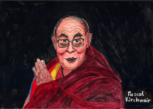 Cartoon: Tenzin Gyatso (medium) by Pascal Kirchmair tagged 14,dalai,lama,tenzin,gyatso,cartoon,zeichnung,caricature,illustration,ilustracion,pascal,kirchmair,portrait,retrato,ritratto,drawing,dibujo,desenho,disegno,ilustracao,illustrazione,illustratie,dessin,du,jour,arte,art,of,the,day,tekening,teckning,cartum,vineta,comica,vignetta,caricatura,karikatur,watercolour,watercolor,immagine,image,bild,imagen,imagem,ink,tusche,acuarela,aguarelaquarela,aquarell,aquarelle,acquarello,acquerello,14,dalai,lama,tenzin,gyatso,cartoon,zeichnung,caricature,illustration,ilustracion,pascal,kirchmair,portrait,retrato,ritratto,drawing,dibujo,desenho,disegno,ilustracao,illustrazione,illustratie,dessin,du,jour,arte,art,of,the,day,tekening,teckning,cartum,vineta,comica,vignetta,caricatura,karikatur,watercolour,watercolor,immagine,image,bild,imagen,imagem,ink,tusche,acuarela,aguarelaquarela,aquarell,aquarelle,acquarello,acquerello