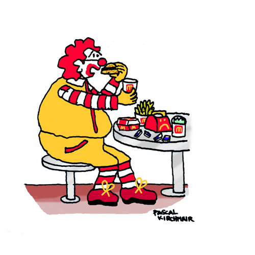 Cartoon: The Unhappy Meal (medium) by Pascal Kirchmair tagged donalds,mc,mac,food,fast,essen,schlechtes,dickmacher,dick,fett,fat,reality,real,big,meal,unhappy,falsche,nourriture,probleme,problem,epais,gros,schlecht,werbung,nahrung,ernährung,diet,alimentation,ronald,mcdonald,nutrition