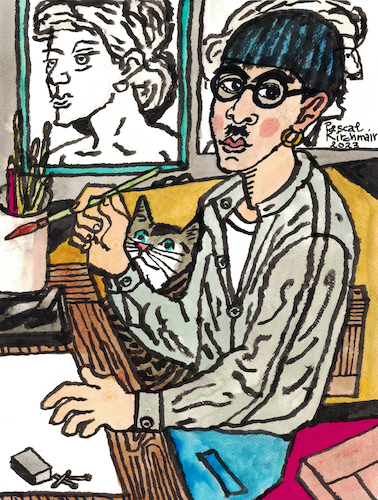 Tsuguharu Foujita at work