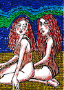 Cartoon: Die rothaarigen Schwestern (small) by Pascal Kirchmair tagged die,rothaarigen,schwestern,the,red,haired,sisters,les,soeurs,rousses,las,hermanas,pelirrojas,le,sorelle,dai,capelli,rossi,as,irmas,ruivas,swimsuit,bathing,swimming,costume,beach,strand,sea,sun,badeanzug,sexy,ebony,boat,africa,bikini,meer,me,mare,mar,samba,karneval,do,carnaval,carioca,brasilianerin,rio,de,janeiro,copa,cabana,tänzerin,dancer,danseuse,brazil,brasil,bresil,brasile,elite,model,topmodel,top,strip,striptease,ink,drawing,tusche,zeichnung,lingerie,art,arte,kunst,caricatura,cartoon,caricature,karikatur,illustration,dessin,pascal,kirchmair,portrait,retrato,ritratto,dibujo,desenho,powerfrau,girl,sensual,sabrosa,ilustracion,ilustracao,woman,porträt,sensuelle,sex,sexo,erotik,erotic,erotismo,eroticism,erotisme,erotica,femme,frau,supermodels,power,beaute,beauty,beautiful,pearl,perle