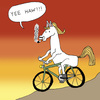 Horse With Hands Riding A Bike