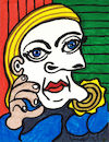 Cartoon: Marie-Therese leaning (small) by Pascal Kirchmair tagged accoudeemarie,therese,walter,leaning,donna,freundin,frau,mujer,in,her,eyes,la,femme,woman,markers,coloured,pablo,picasso,pascal,kirchmair,dessin,ink,drawing,tusche,tuschezeichnung,coruna,ruiz,espana,antibes,provence,barcelona,painting,dipinto,pintura,pittura,peinture,artist,artiste,artista,kunst,künstler,illustration,zeichnung,cartoon,caricature,karikatur,ilustracion,dibujo,desenho,disegno,ilustracao,illustrazione,illustratie,de,presse,du,jour,art,of,the,day,tekening,teckning,cartum,vineta,comica,vignetta,caricatura,portrait,porträt,portret,retrato,ritratto,malaga,spanien,espagne,spain,spagna,arte,artwork,tintachina