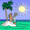 Cartoon: Message in a bottle (small) by Pascal Kirchmair tagged stranded ile isle insel qr code gestrandeter message in bottle flaschenpost cast away island quick response enttäuschung disappointment deception