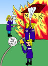 Cartoon: The fired firefighter (small) by Pascal Kirchmair tagged the,fired,firefighter,threw,oil,on,fire,der,gefeuerte,feuerwehrmann,goß,öl,ins,feuer,jeter,de,huile,sur,le,feu,gettare,benzina,sul,fuoco,pompiers