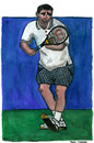 Cartoon: Pete Sampras (small) by Pascal Kirchmair tagged pistol pete sampras tennis grand slam wimbledon australian open us roland garros paris player atp champion championship point matchball