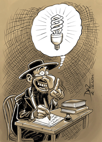 Cartoon: idea! (medium) by pali diaz tagged idea,lamp,rabino