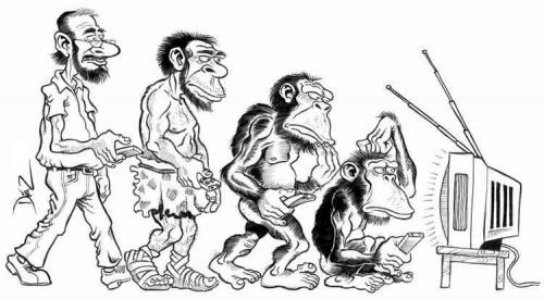 Cartoon: involucion (medium) by pali diaz tagged evolution,monkeys,tv
