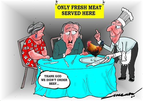 Cartoon: 5 star food (medium) by kar2nist tagged food,restaurent,chicken,dinner