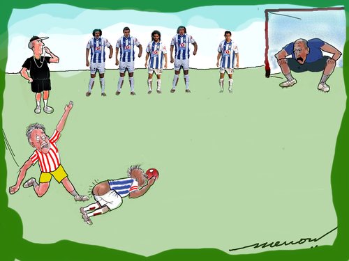 Cartoon: A Kick for his penalty (medium) by kar2nist tagged football,penalty,kick,goal