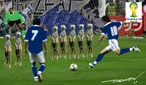 Cartoon: A new defence technique (medium) by kar2nist tagged fifa,worldcup,football,meercats