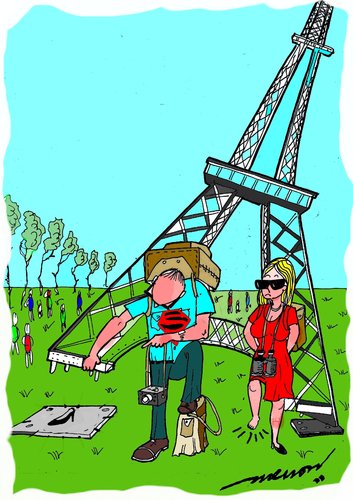 Cartoon: chivalry (medium) by kar2nist tagged eiffel,superman,shoes