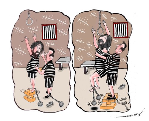Cartoon: euthanasia (medium) by kar2nist tagged hanging,jail,convicts,euthanasia