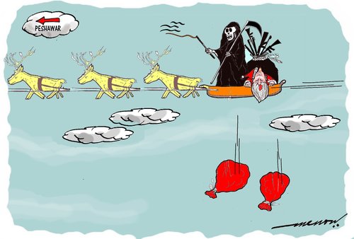 Cartoon: Hijacked (medium) by kar2nist tagged santaclaus,death,hijacking,peshawar,massacre,kids