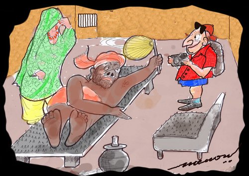 Cartoon: Hospitality (medium) by kar2nist tagged thorns,india,fakirs,visitors,hospitality