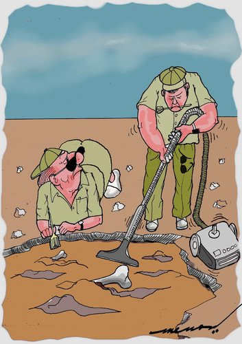 Cartoon: Innovations in Archeology (medium) by kar2nist tagged archeology,innovations,vaccum,cleaner,brushes