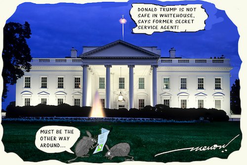 Cartoon: joke of the centuary (medium) by kar2nist tagged trup,whitehouse,safety