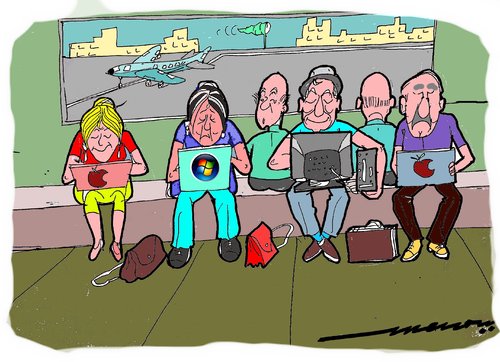 Cartoon: laptops (medium) by kar2nist tagged airport,laptops