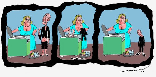 Cartoon: Mr. and Mrs. Shrink (medium) by kar2nist tagged shrink,washing,machine,clothes