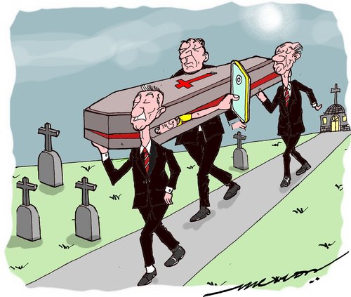 Cartoon: Never say die (medium) by kar2nist tagged selfie,coffin,church,death