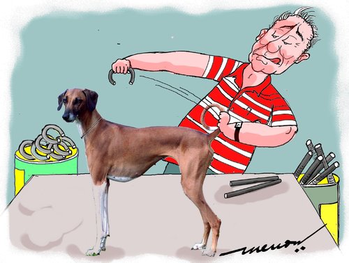 Cartoon: Pipe bender (medium) by kar2nist tagged pipe,bending,dog,tail