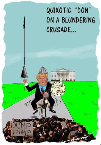 Cartoon: Quixotic Don (medium) by kar2nist tagged trump,hib,visa