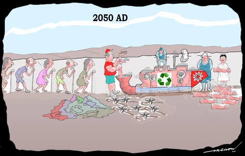 Cartoon: shape of things to come in 2050 (medium) by kar2nist tagged 2050,recycling,future
